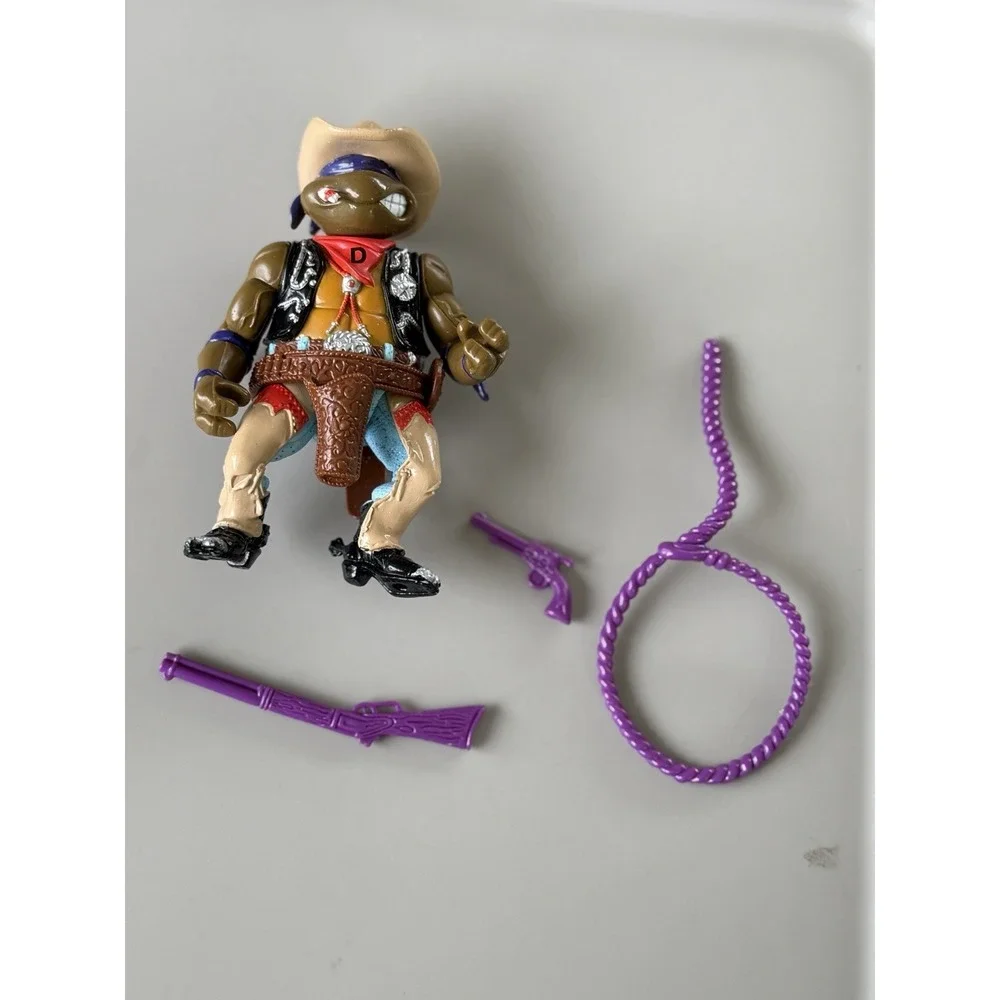 1992 TMNT Teenage Mutant Ninja Turtles Crazy Cowboy Don & 3 Accessories